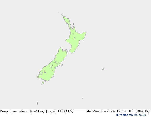 Deep layer shear (0-1km) EC (AIFS) Mo 24.06.2024 12 UTC