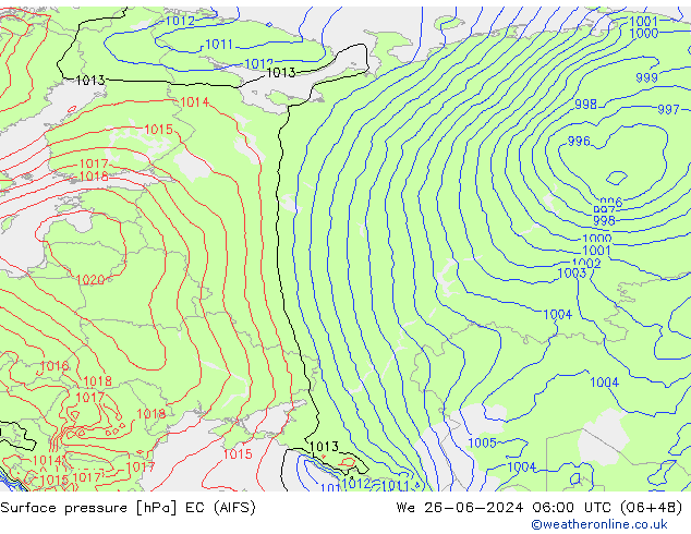 Surface pressure EC (AIFS) We 26.06.2024 06 UTC