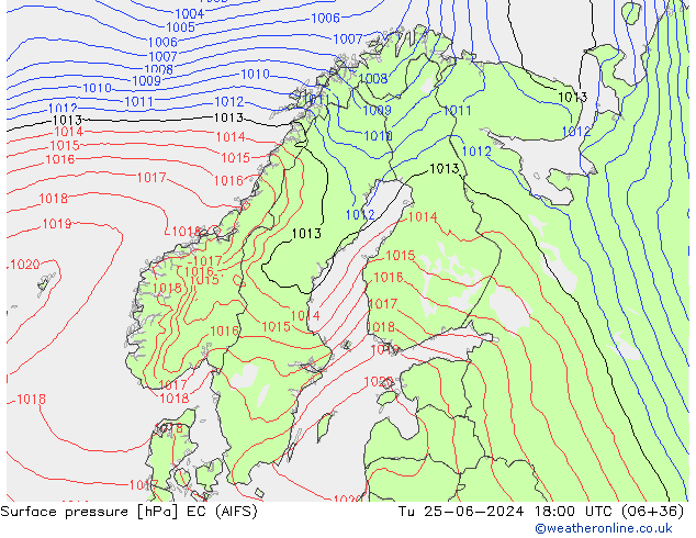 приземное давление EC (AIFS) вт 25.06.2024 18 UTC