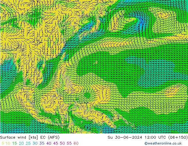 Vento 10 m EC (AIFS) Dom 30.06.2024 12 UTC