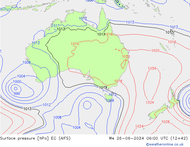 приземное давление EC (AIFS) ср 26.06.2024 06 UTC