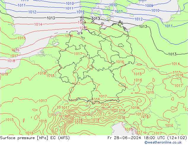 Surface pressure EC (AIFS) Fr 28.06.2024 18 UTC