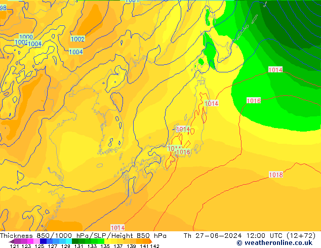 850-1000 hPa Kalınlığı EC (AIFS) Per 27.06.2024 12 UTC