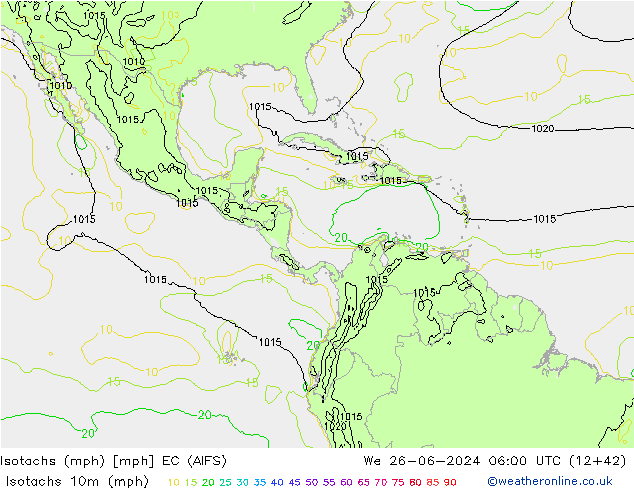 Isotachs (mph) EC (AIFS) mer 26.06.2024 06 UTC