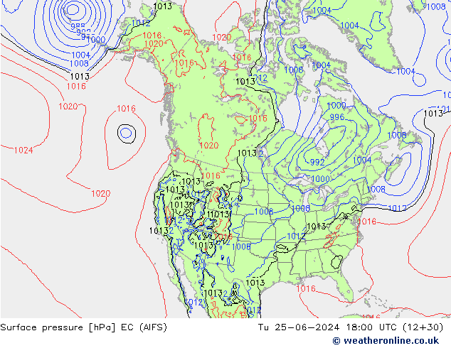 приземное давление EC (AIFS) вт 25.06.2024 18 UTC