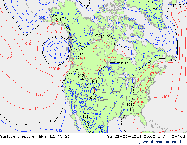 Presión superficial EC (AIFS) sáb 29.06.2024 00 UTC