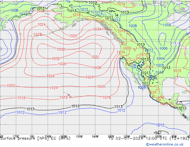 Surface pressure EC (AIFS) Tu 02.07.2024 12 UTC
