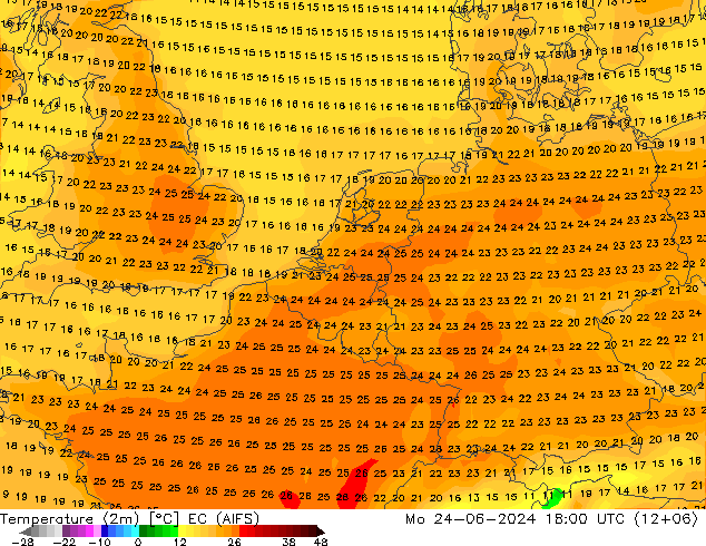 карта температуры EC (AIFS) пн 24.06.2024 18 UTC