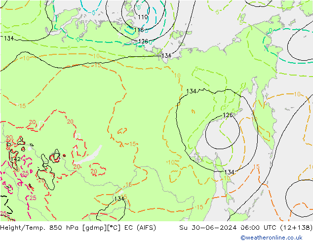 Height/Temp. 850 hPa EC (AIFS) Su 30.06.2024 06 UTC