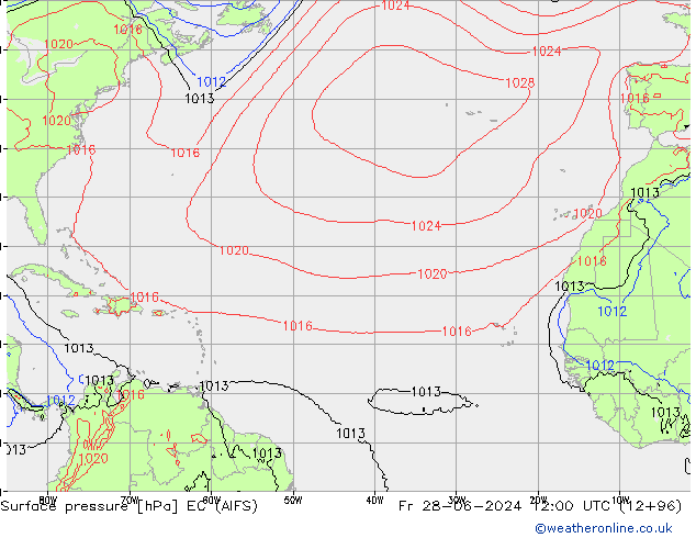 Presión superficial EC (AIFS) vie 28.06.2024 12 UTC