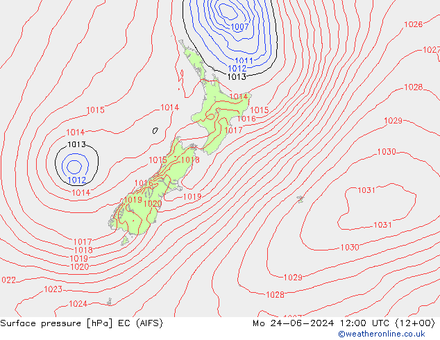Pressione al suolo EC (AIFS) lun 24.06.2024 12 UTC