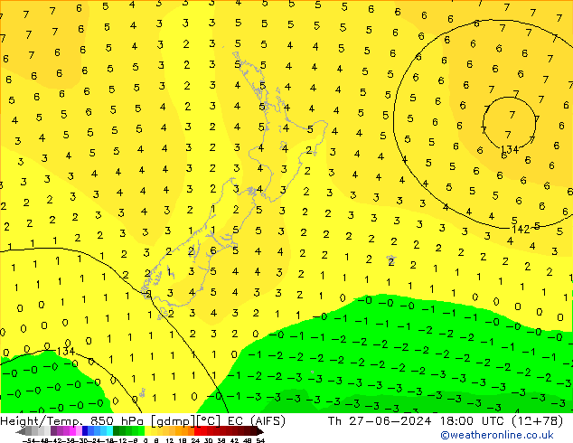 Height/Temp. 850 hPa EC (AIFS) Th 27.06.2024 18 UTC