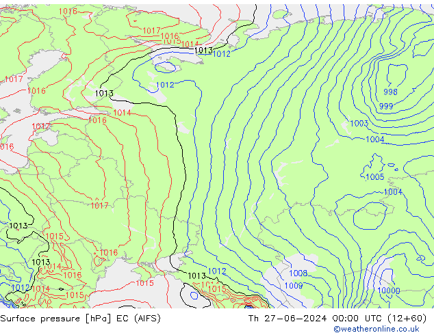 Surface pressure EC (AIFS) Th 27.06.2024 00 UTC