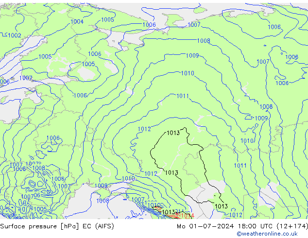 Surface pressure EC (AIFS) Mo 01.07.2024 18 UTC