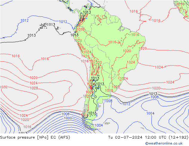 Surface pressure EC (AIFS) Tu 02.07.2024 12 UTC