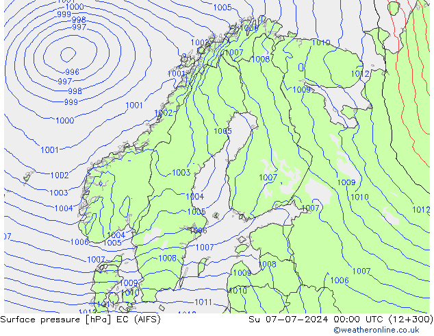 Surface pressure EC (AIFS) Su 07.07.2024 00 UTC