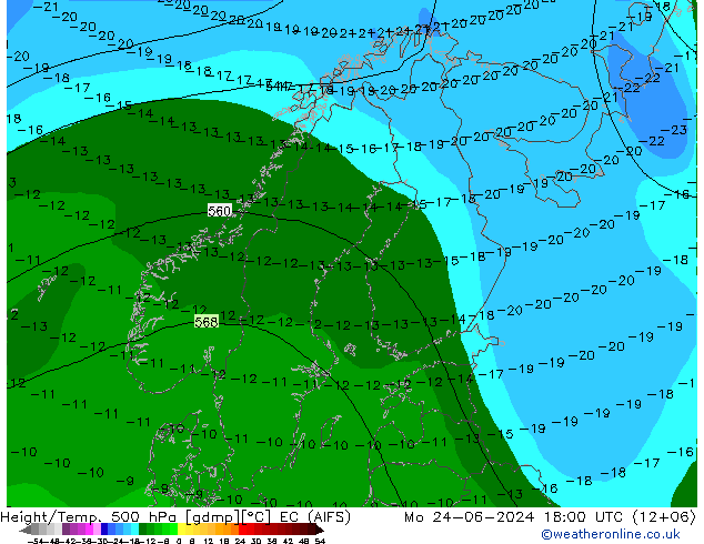 Height/Temp. 500 гПа EC (AIFS) пн 24.06.2024 18 UTC