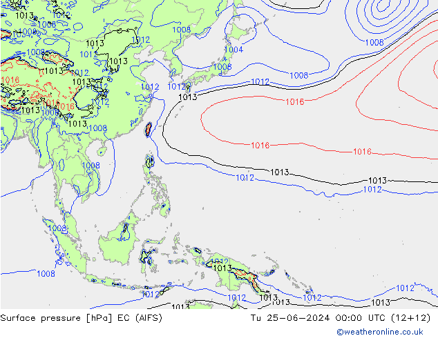 Presión superficial EC (AIFS) mar 25.06.2024 00 UTC