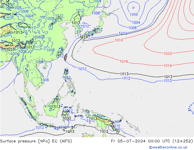 Pressione al suolo EC (AIFS) ven 05.07.2024 00 UTC