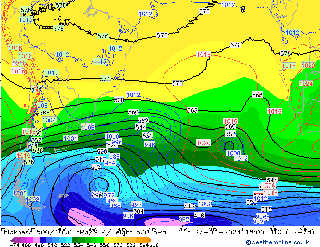 Thck 500-1000hPa EC (AIFS) Th 27.06.2024 18 UTC