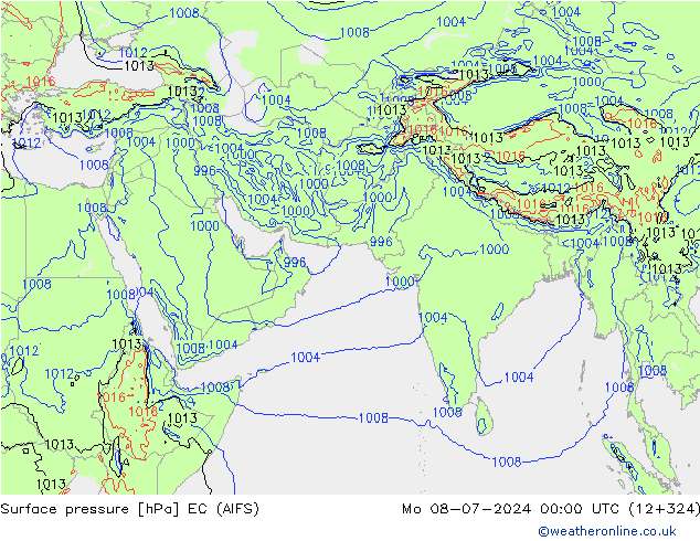 Surface pressure EC (AIFS) Mo 08.07.2024 00 UTC