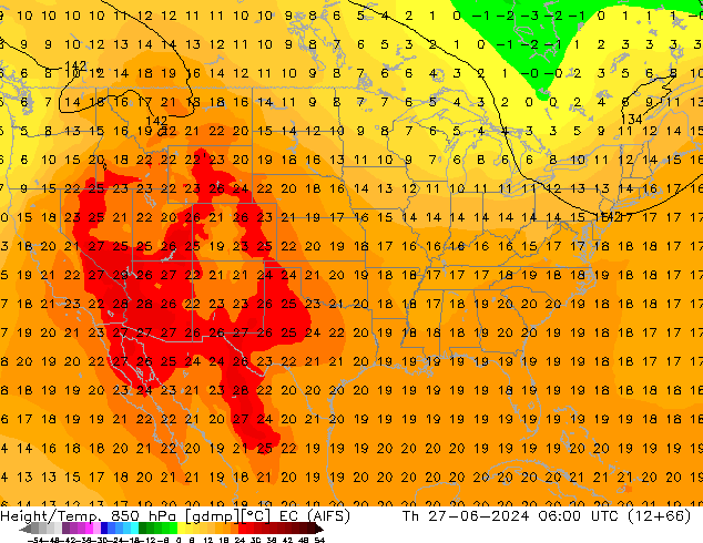 Height/Temp. 850 hPa EC (AIFS) Th 27.06.2024 06 UTC