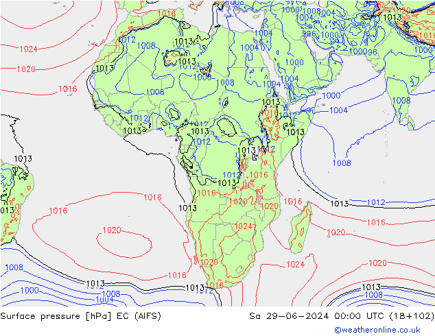 приземное давление EC (AIFS) сб 29.06.2024 00 UTC