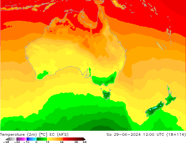 Temperatuurkaart (2m) EC (AIFS) za 29.06.2024 12 UTC