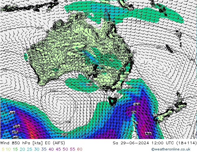 Wind 850 hPa EC (AIFS) za 29.06.2024 12 UTC