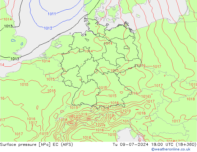 Pressione al suolo EC (AIFS) mar 09.07.2024 18 UTC