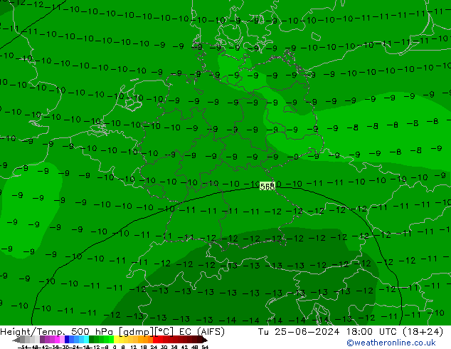 Yükseklik/Sıc. 500 hPa EC (AIFS) Sa 25.06.2024 18 UTC