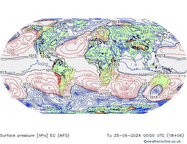 ciśnienie EC (AIFS) wto. 25.06.2024 00 UTC