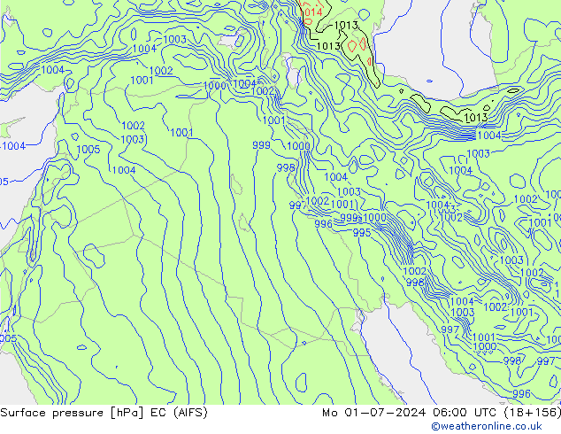 Surface pressure EC (AIFS) Mo 01.07.2024 06 UTC