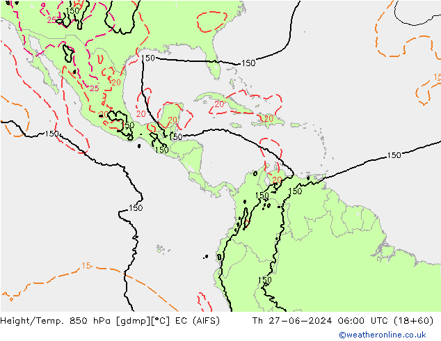 Height/Temp. 850 hPa EC (AIFS) gio 27.06.2024 06 UTC