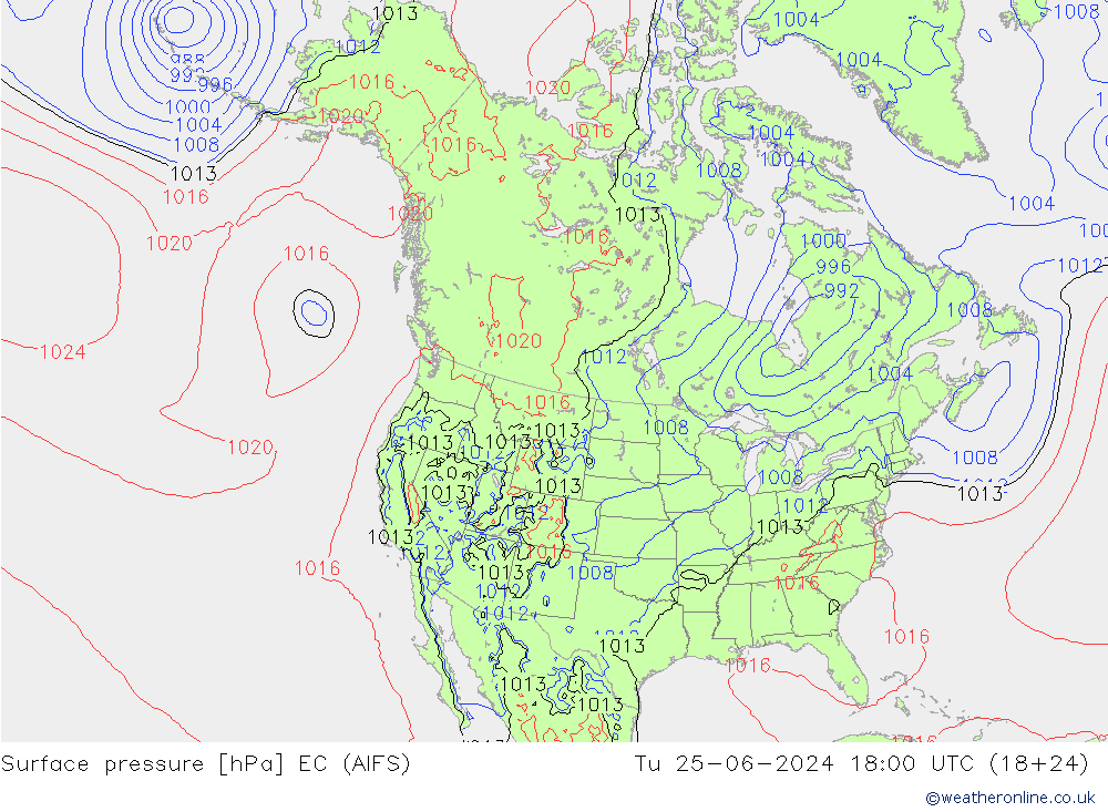 地面气压 EC (AIFS) 星期二 25.06.2024 18 UTC