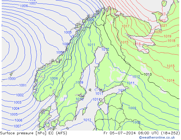 Surface pressure EC (AIFS) Fr 05.07.2024 06 UTC
