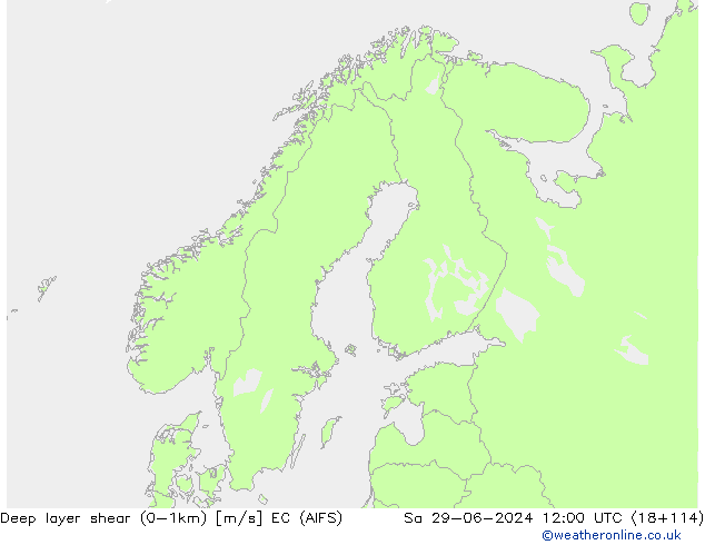 Deep layer shear (0-1km) EC (AIFS) sáb 29.06.2024 12 UTC