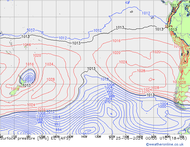 Pressione al suolo EC (AIFS) mar 25.06.2024 00 UTC