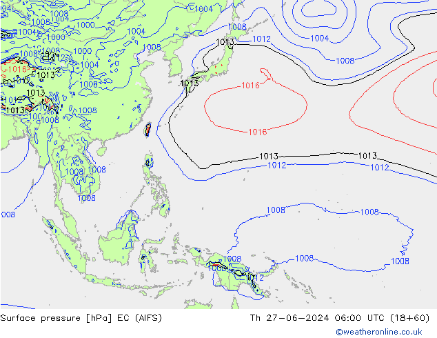 Surface pressure EC (AIFS) Th 27.06.2024 06 UTC