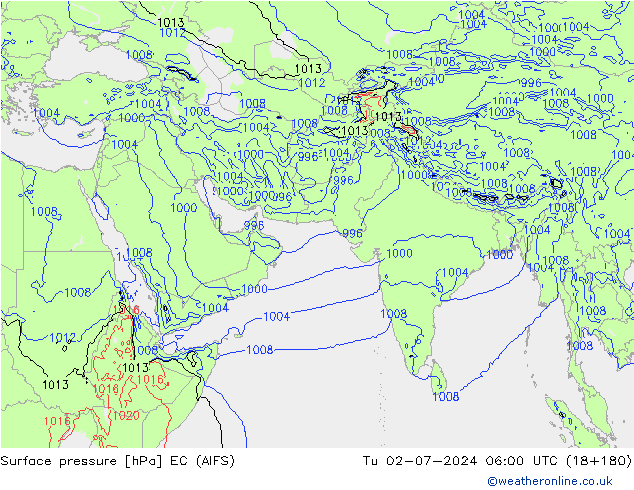 Yer basıncı EC (AIFS) Sa 02.07.2024 06 UTC