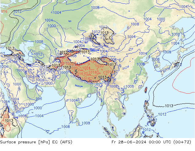 приземное давление EC (AIFS) пт 28.06.2024 00 UTC