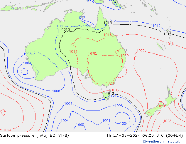 pressão do solo EC (AIFS) Qui 27.06.2024 06 UTC