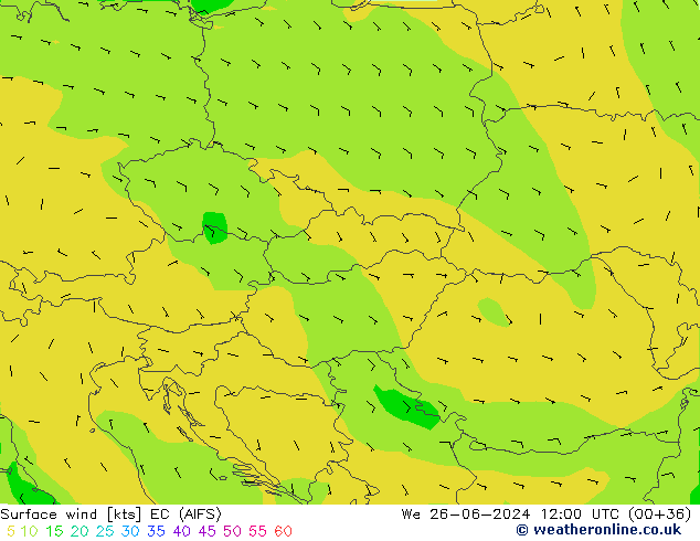 ветер 10 m EC (AIFS) ср 26.06.2024 12 UTC