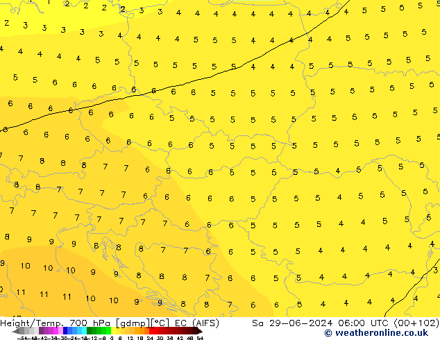 Height/Temp. 700 hPa EC (AIFS) Sa 29.06.2024 06 UTC