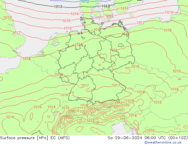 pressão do solo EC (AIFS) Sáb 29.06.2024 06 UTC