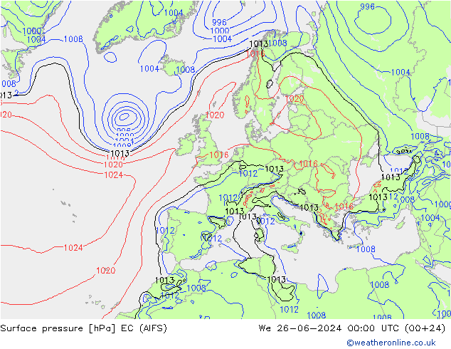 ciśnienie EC (AIFS) śro. 26.06.2024 00 UTC