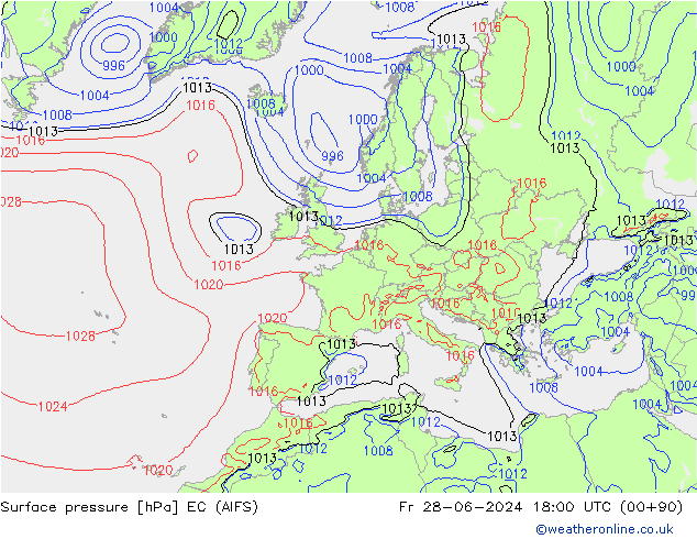 pression de l'air EC (AIFS) ven 28.06.2024 18 UTC