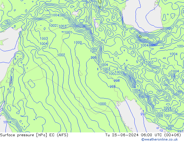 приземное давление EC (AIFS) вт 25.06.2024 06 UTC