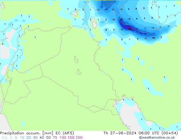 Precipitation accum. EC (AIFS) Th 27.06.2024 06 UTC