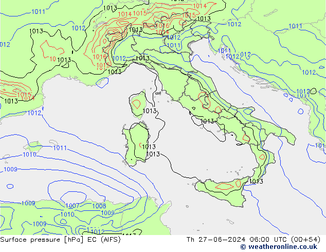 приземное давление EC (AIFS) чт 27.06.2024 06 UTC